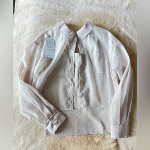 Apuweiser-riche Elegant White Button-Up Blouse sz 2